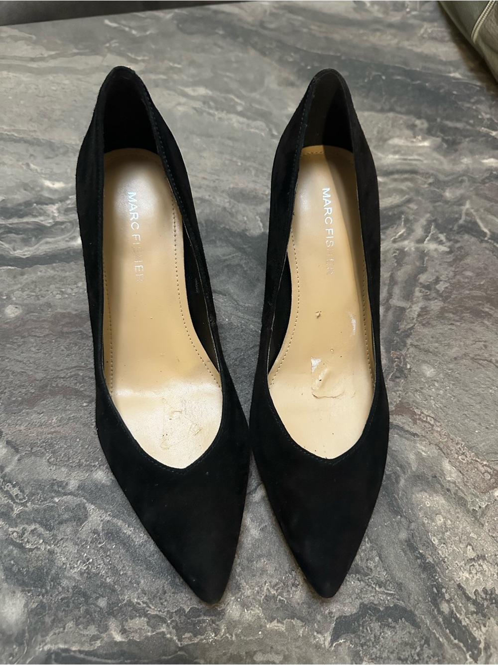 Marc Fisher Black Suede Pointed Toe Heels